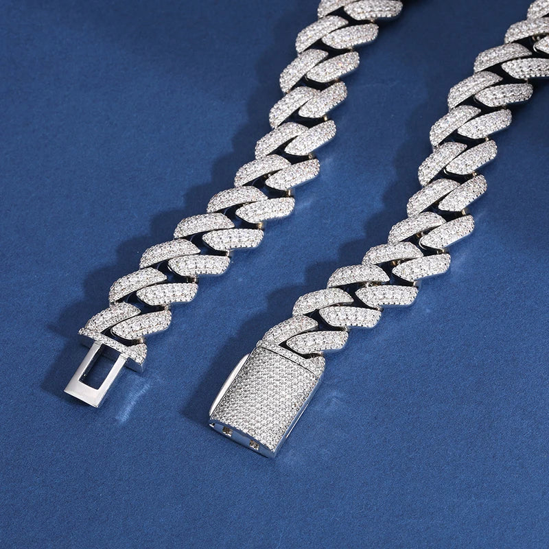 Silver 14MM Prong Set Cuban Link